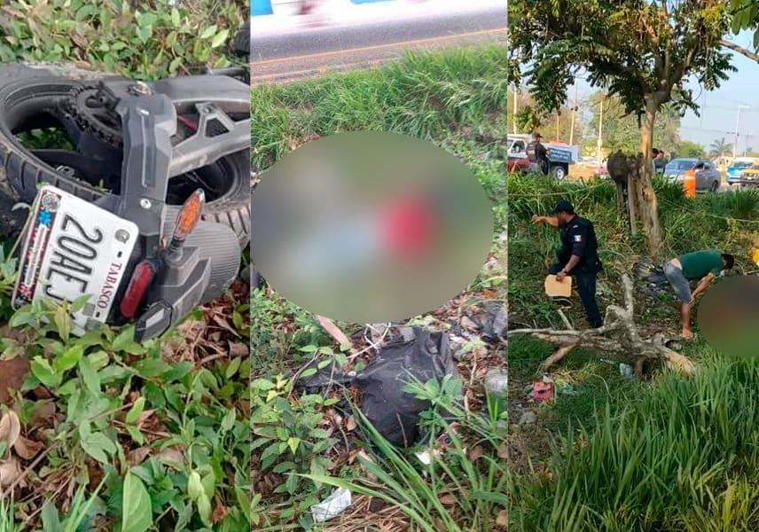 Motociclista pierde la vida al salirse de la Villahermosa-Cárdenas 