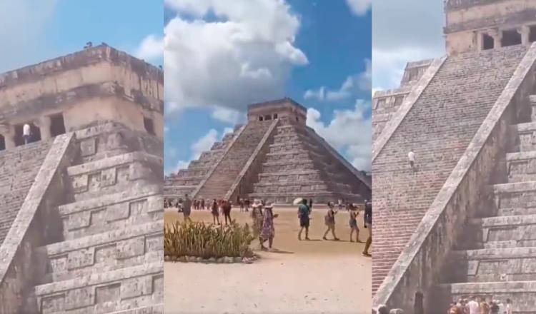 ¡Y otra vez! Turista sube a pirámide de Chichén Itzá, en Yucatán