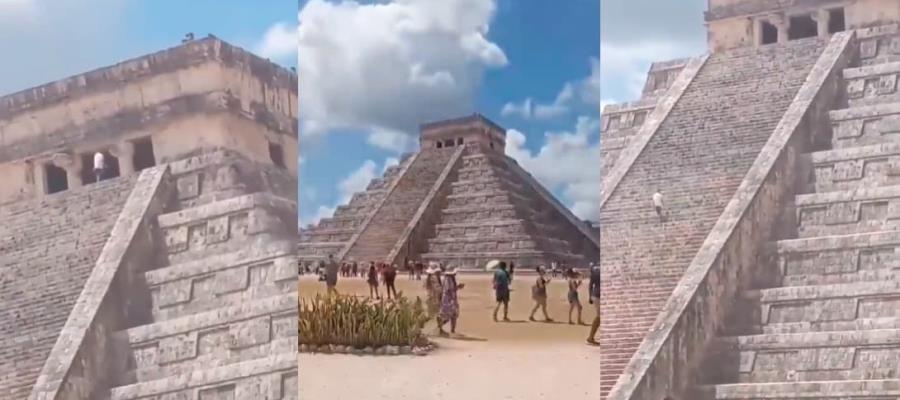 ¡Y otra vez! Turista sube a pirámide de Chichén Itzá, en Yucatán