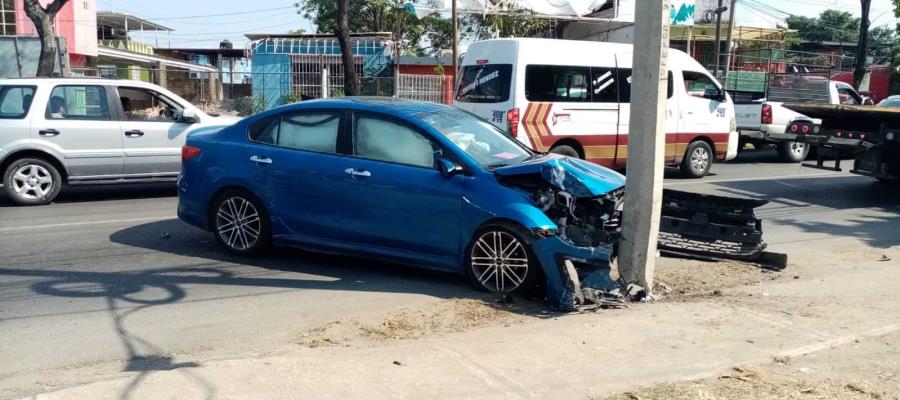 Mañana accidentada en Villahermosa deja dos carambolas y un motociclista herido