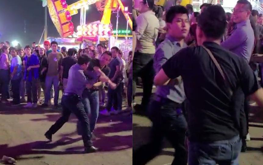 Jóvenes se enfrentan a golpes en plena feria y quedan exhibidos en video