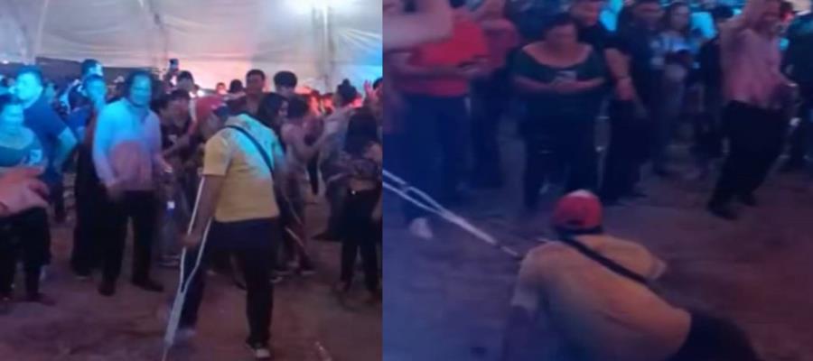 ¡Milagro en la feria Comalcalco! Joven deja las muletas para sacar los pasos prohibidos