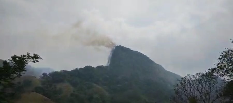 Registran Incendio en las inmediaciones de la reserva ecológica de Agua Selva, Huimanguillo