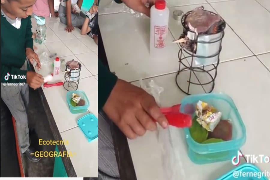 Alumnos de primaria en Veracruz arman "carnita asada" dentro del plantel