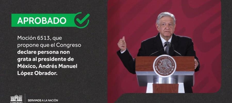 Ratifica Congreso de Perú a AMLO como persona non grata 