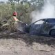 Se distrae al volante, choca y se incendia en la Macuspana-Villahermosa