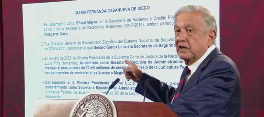 AMLO acusa a Norma Piña de contratar en la SCJN a otra excolaborada de García Luna