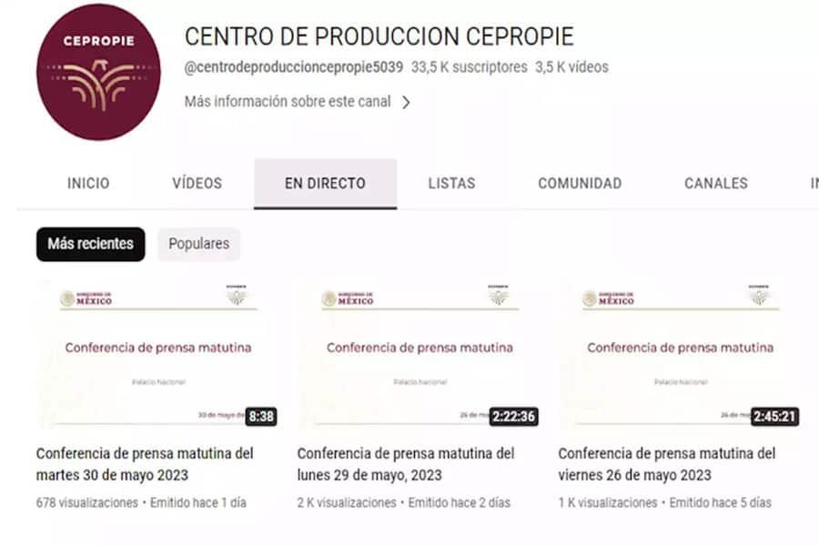 YouTube suspende cuenta de Cepropie que transmite "mañaneras", acusa Presidencia