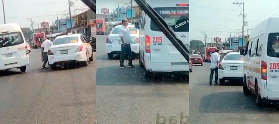 Taxista agrede a conductor de combi en Villahermosa