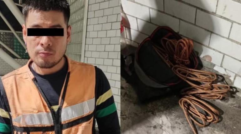 Detienen a hombre con 10 kilos de cable en Metro de la CDMX