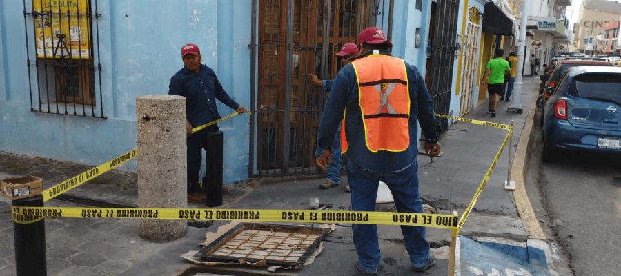 Rehabilitan y sustituyen tapas de registro, rejillas, piso y basureros en Zona Luz