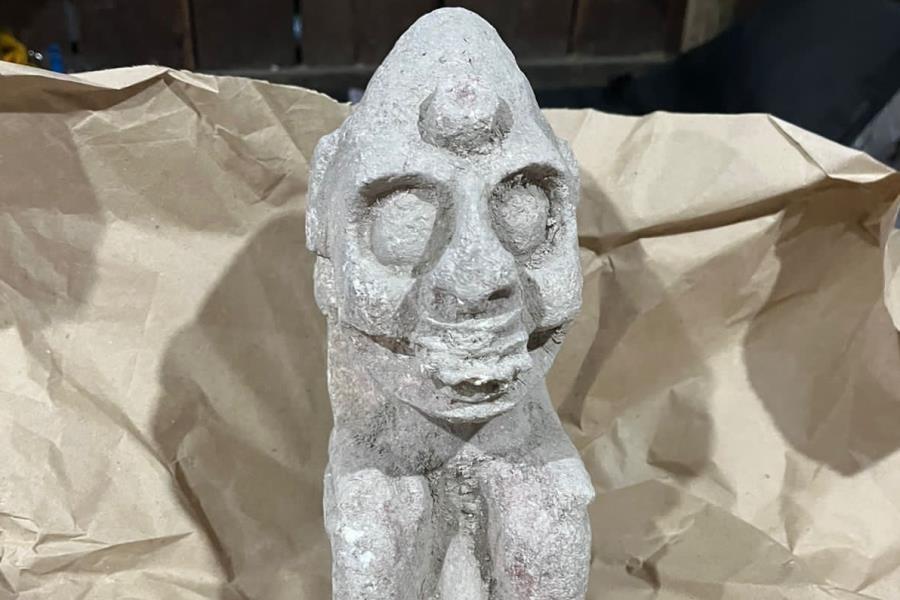 INAH halla escultura de piedra de deidad de la muerte en tramo 7 del Tren Maya