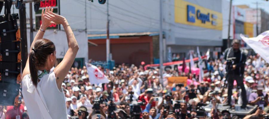 Presume Sheinbaum en Tijuana, ir arriba en encuestas