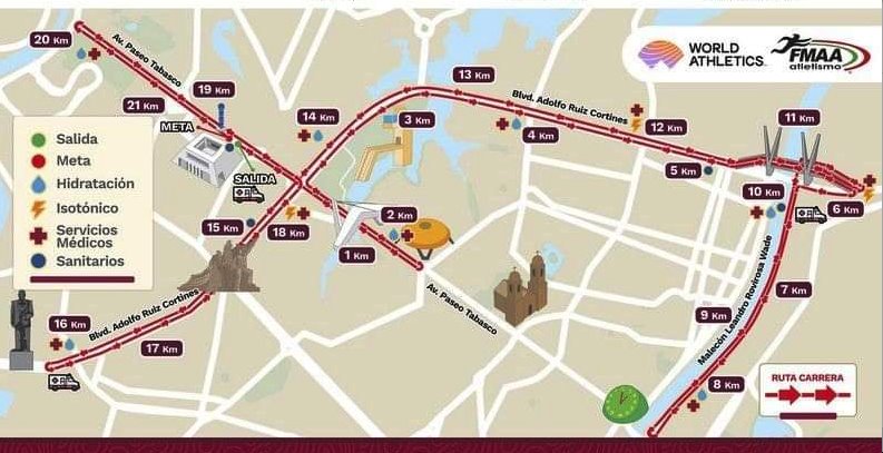 Cerrarán mañana vías por Medio Maratón de la ciudad de Villahermosa