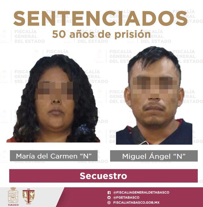 Sentencian a 50 años de prisión a pareja de secuestradores de Huimanguillo