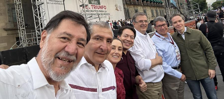 Presume Sheinbaum unidad de corcholatas en el festejo de AMLO