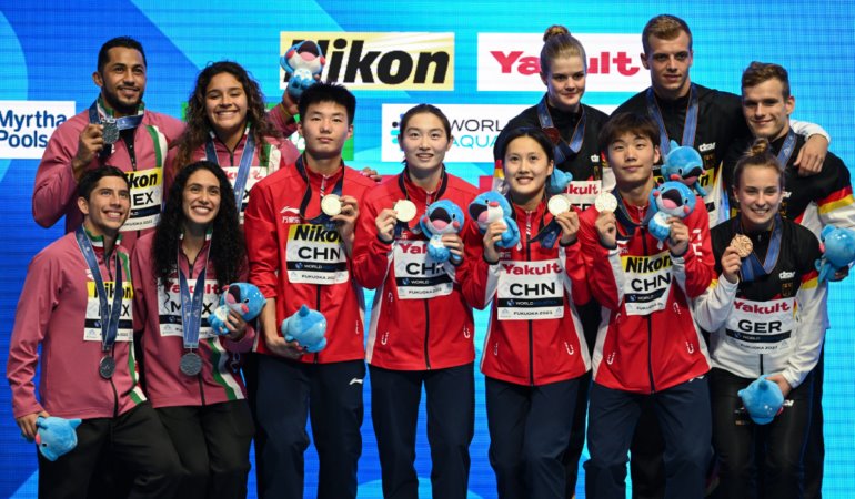 México gana medalla de plata en clavados por equipos en Mundial de Natación