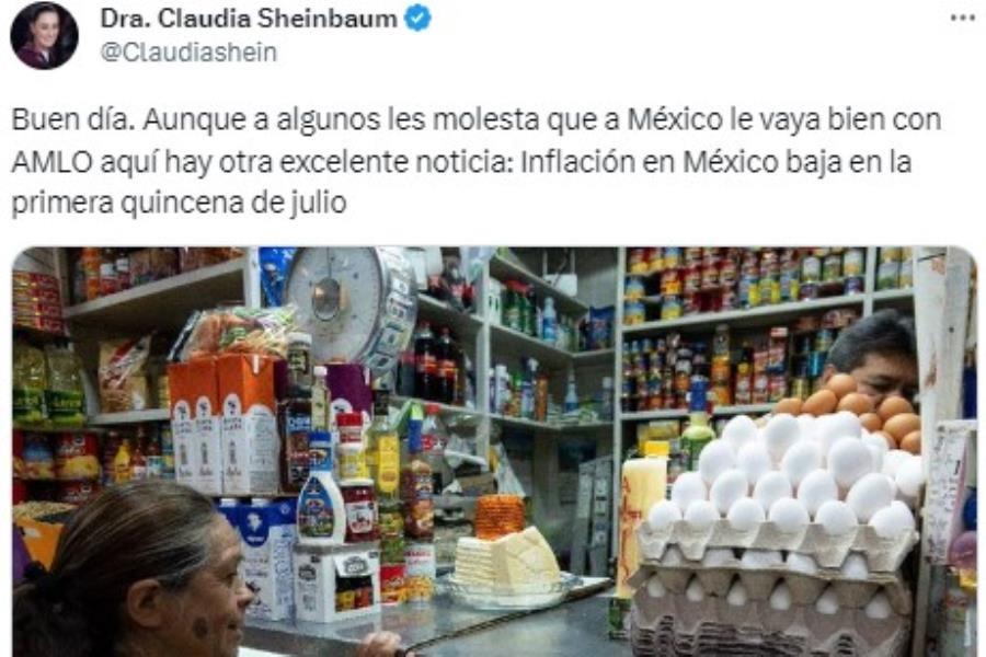 Sheinbaum celebra que inflación en México vaya a la baja