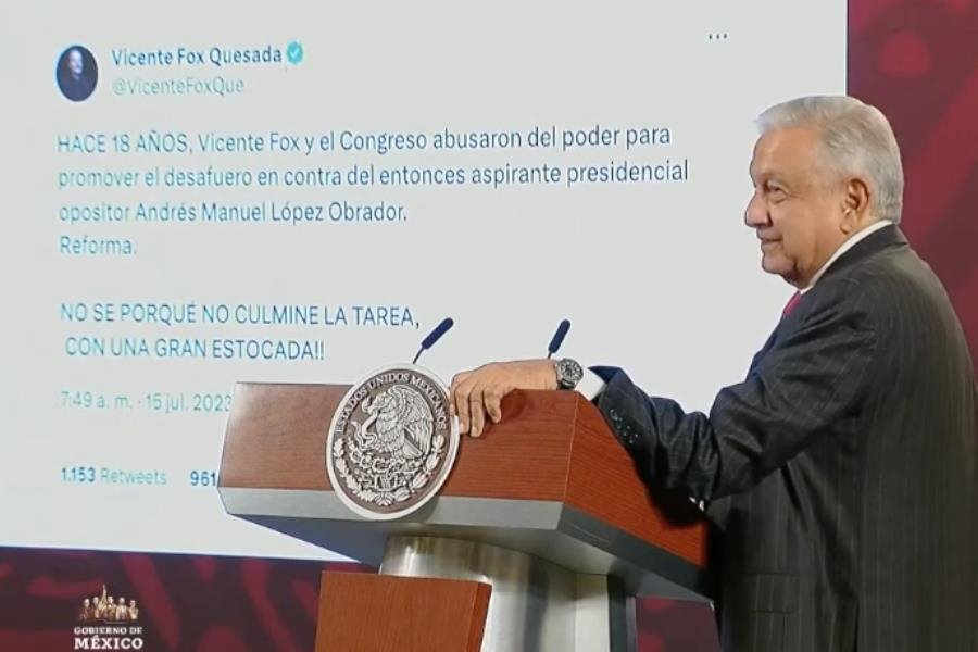 Exhibe AMLO arrepentimiento de Fox por no haberlo desaforado en 2006