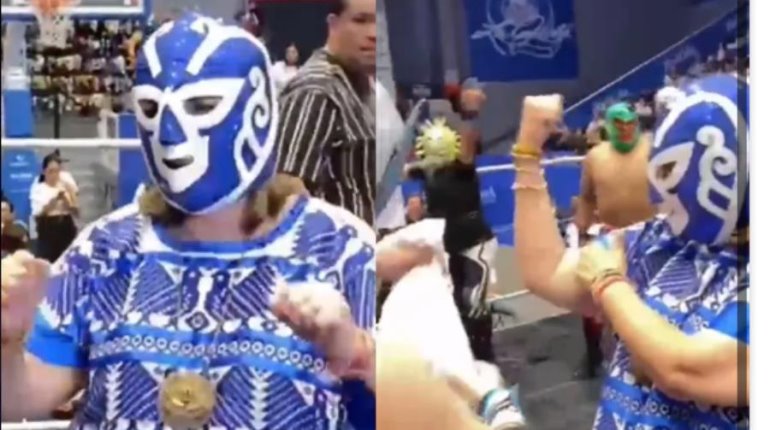 Xóchitl se sube al ring de lucha libre durante gira por Querétaro