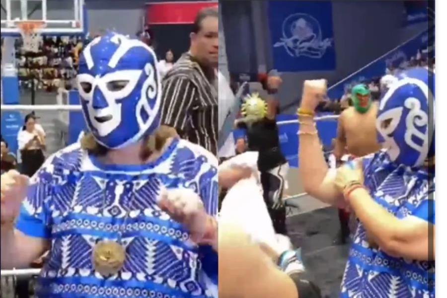 Xóchitl se sube al ring de lucha libre durante gira por Querétaro