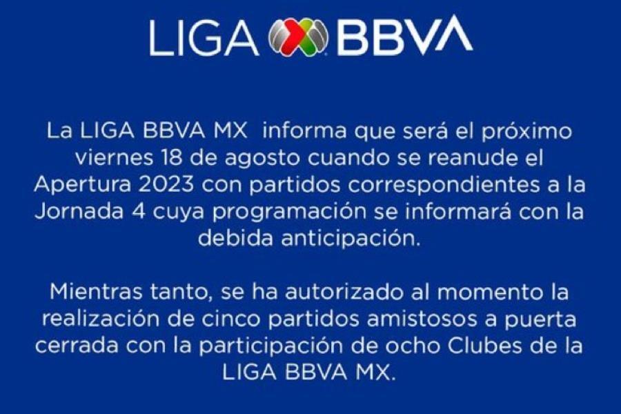 Liga Mx reanudará actividades el 18 de agosto