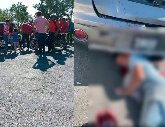 ¡Otra de motociclistas! Se estampa en medallón trasero de un coche y termina en el hospital