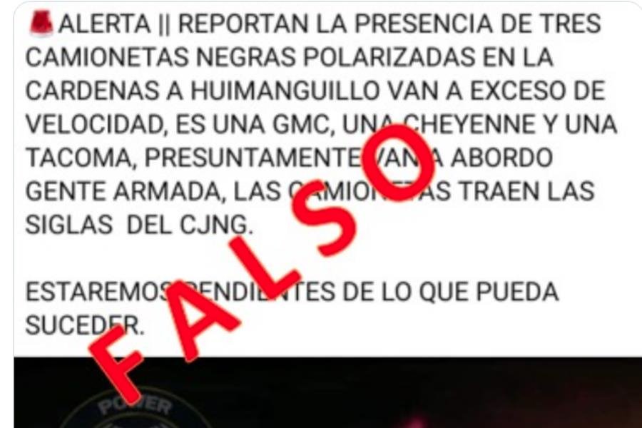 Desmiente SSPC que en la Cárdenas-Huimanguillo circulen camionetas con siglas del CJNG