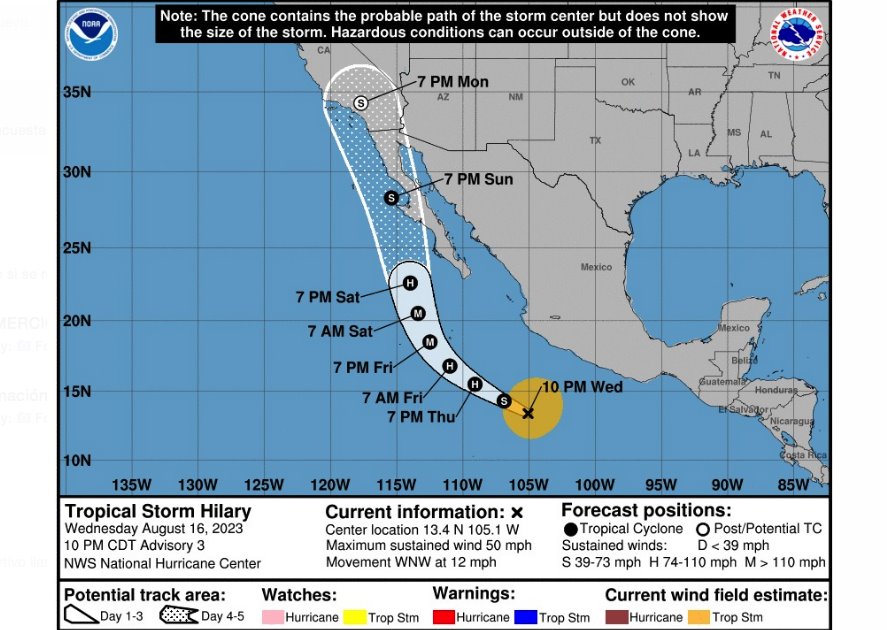 Alerta consulado a mexicanos en comunidades de California por paso de Hilary"