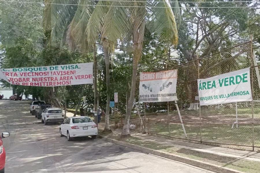 Denuncian habitantes de Bosques de Villahermosa que quieren adueñarse de su área verde