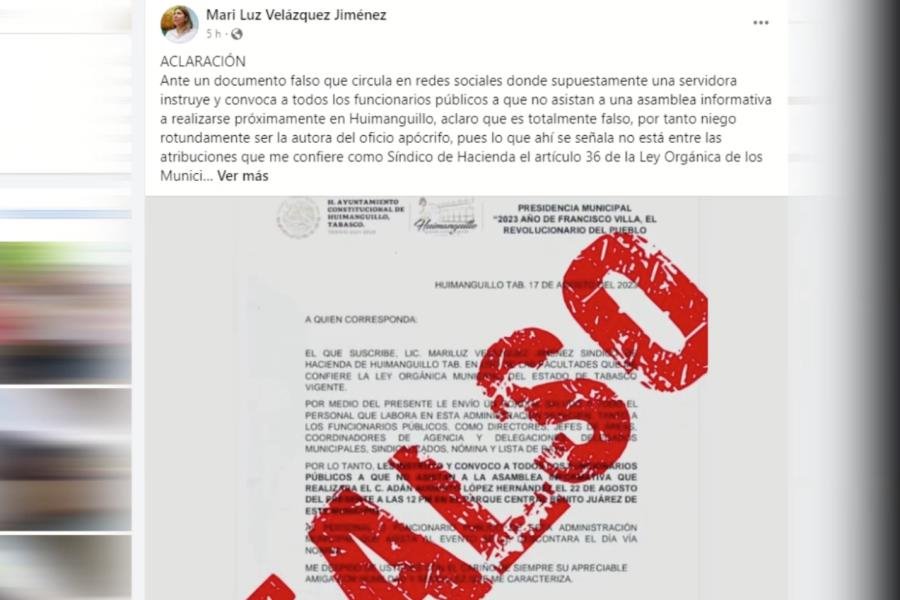 Rechaza Huimanguillo haber girado documento para que funcionarios acudan a evento de Adán Augusto