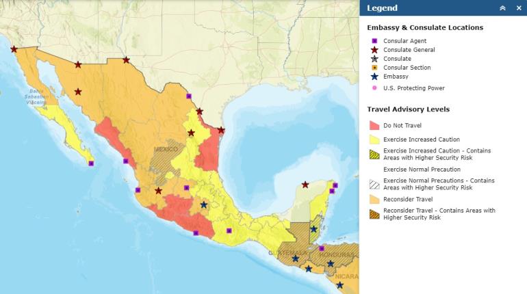 Mantiene EE.UU. nivel de Alerta de Viaje a 6 estados de México