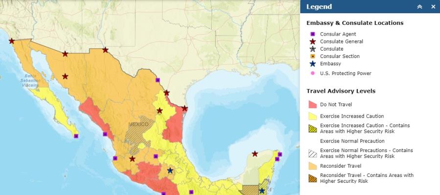 Mantiene EE.UU. nivel de Alerta de Viaje a 6 estados de México