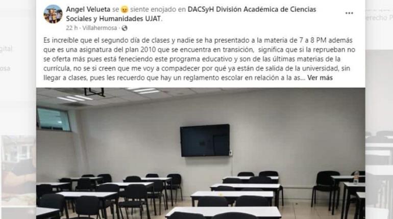 Lamenta profesor de la UJAT que alumnos no hayan acudido a clases apenas en el segundo día del nuevo ciclo escolar