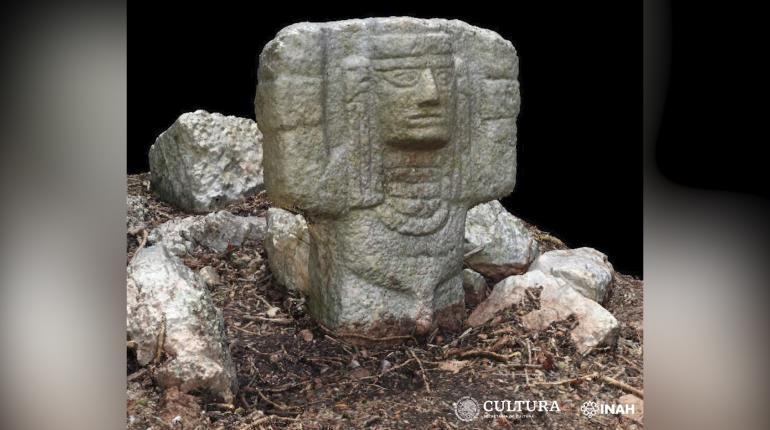 Descubre INAH escultura de atlante maya en Chichén Viejo