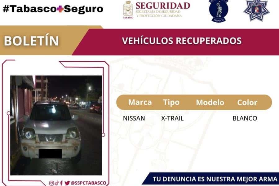 Detiene SSPC a 3 personas por robo a comercio y recuperan vehículo robado en Centro