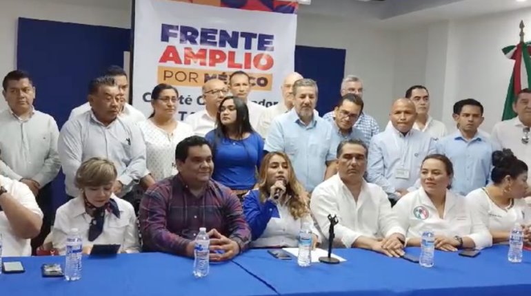 PAN-PRI-PRD Tabasco celebran candidatura de Xóchitl; rechazan simulación en proceso