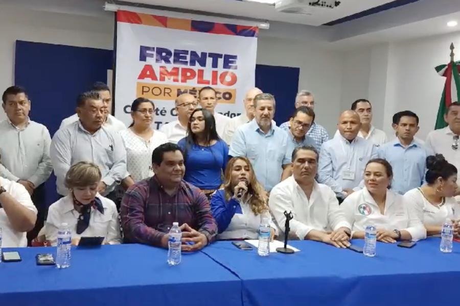 PAN-PRI-PRD Tabasco celebran candidatura de Xóchitl; rechazan simulación en proceso