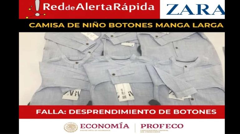 Alerta Profeco por botones en camisa para niño de la marca Zara