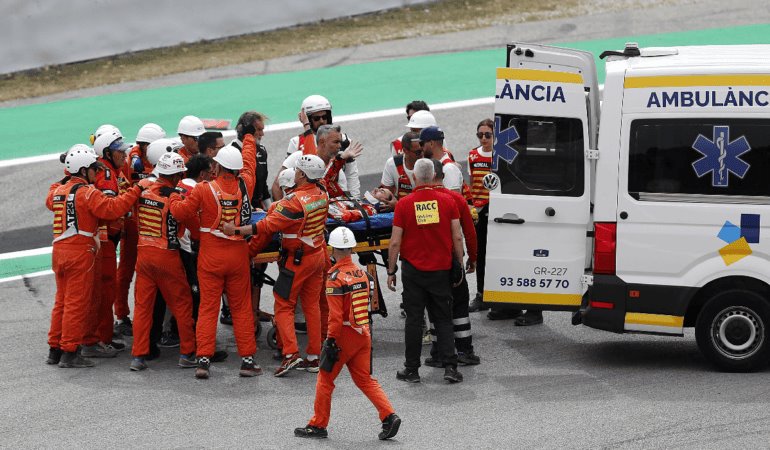 Piloto italiano es atropellado en el Gran Premio de Cataluña; lo reportan sin fractura