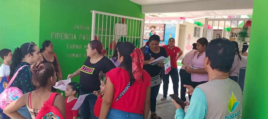 Protestan madres del jardín de Niños de Atasta, por desaparición de grupo