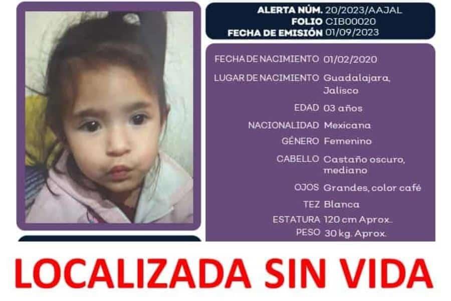 Hallan sin vida en una cubeta a Kailani, menor reportada como desaparecida en Jalisco