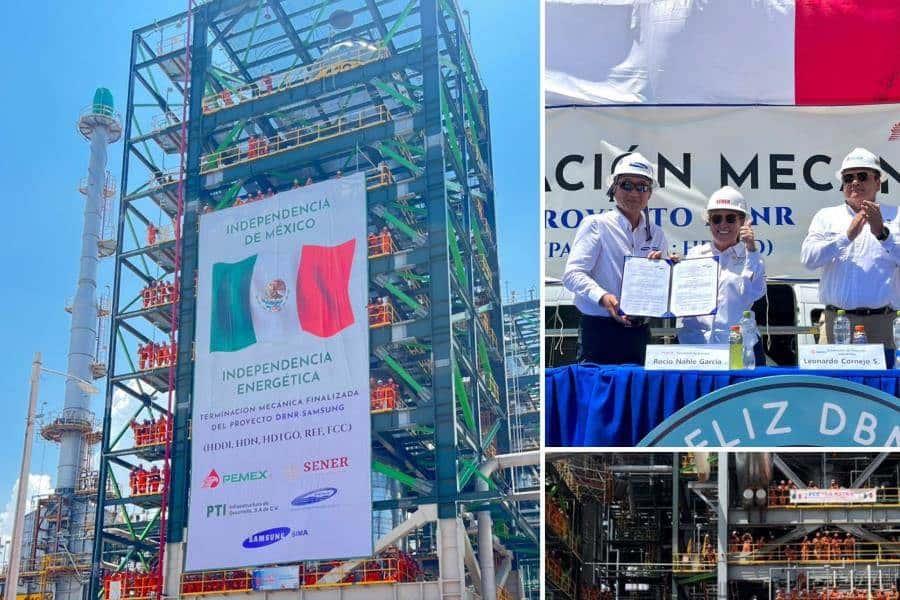 Samsung entrega reconocimiento a refinería Olmeca por "terminación mecánica finalizada" de esta obra