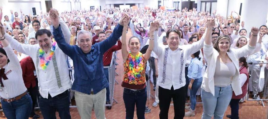 "Fuera el PRI", gritan durante suma de opositores a Sheinbaum en Sinaloa