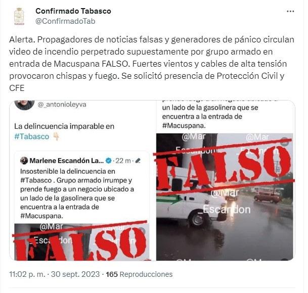 Incendio de establecimiento en Macuspana fue por corto circuito, no por atentado de grupos armados: Gobierno