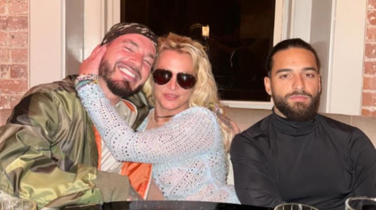 ¿Colaboración en puerta? Britney, Maluma y J Balvin juntos en Nueva York