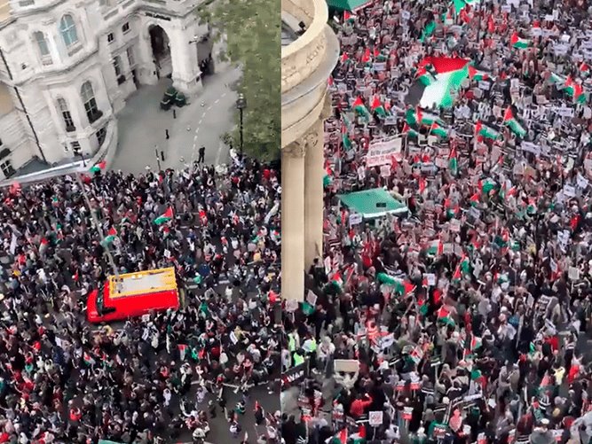 Miles se manifiestan en apoyo a Palestina en Londres