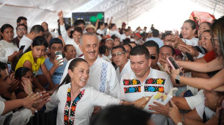 Convoca Sheinbaum a la unidad desde Tabasco, con ausencia de Adán Augusto, Noroña y Velasco