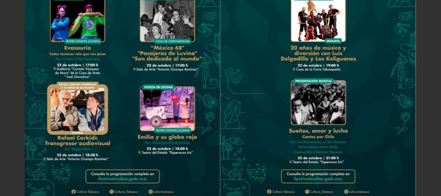 Continúan este domingo las actividades del Festival CEIBA con presentaciones infantiles y musicales