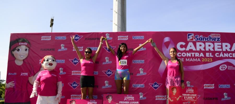 Belem Valdez gana carrera atlética contra el cáncer de mama de Súper Sánchez